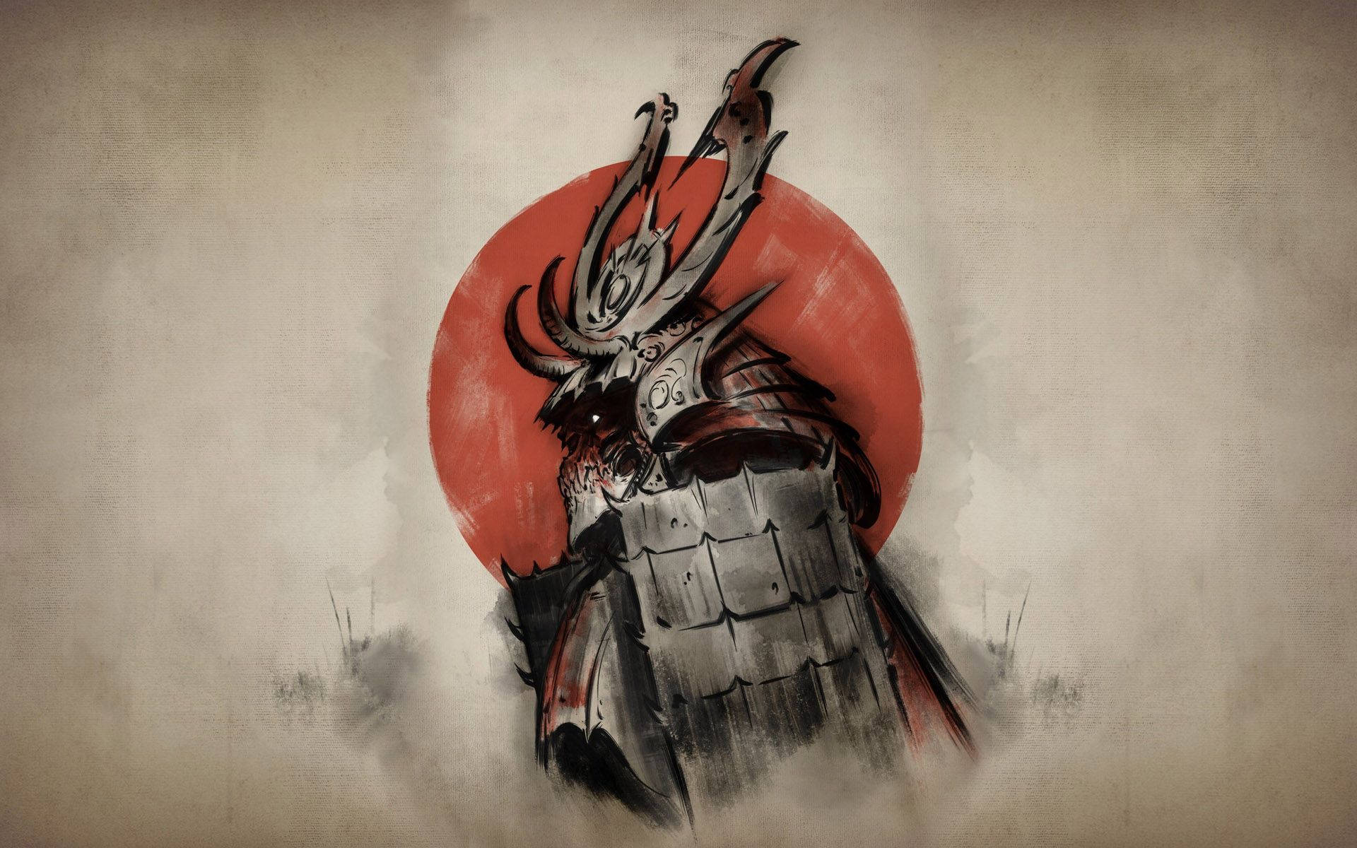 Dennafärgglada Målning Visar En Klassisk Samurajstridsscenen. Wallpaper
