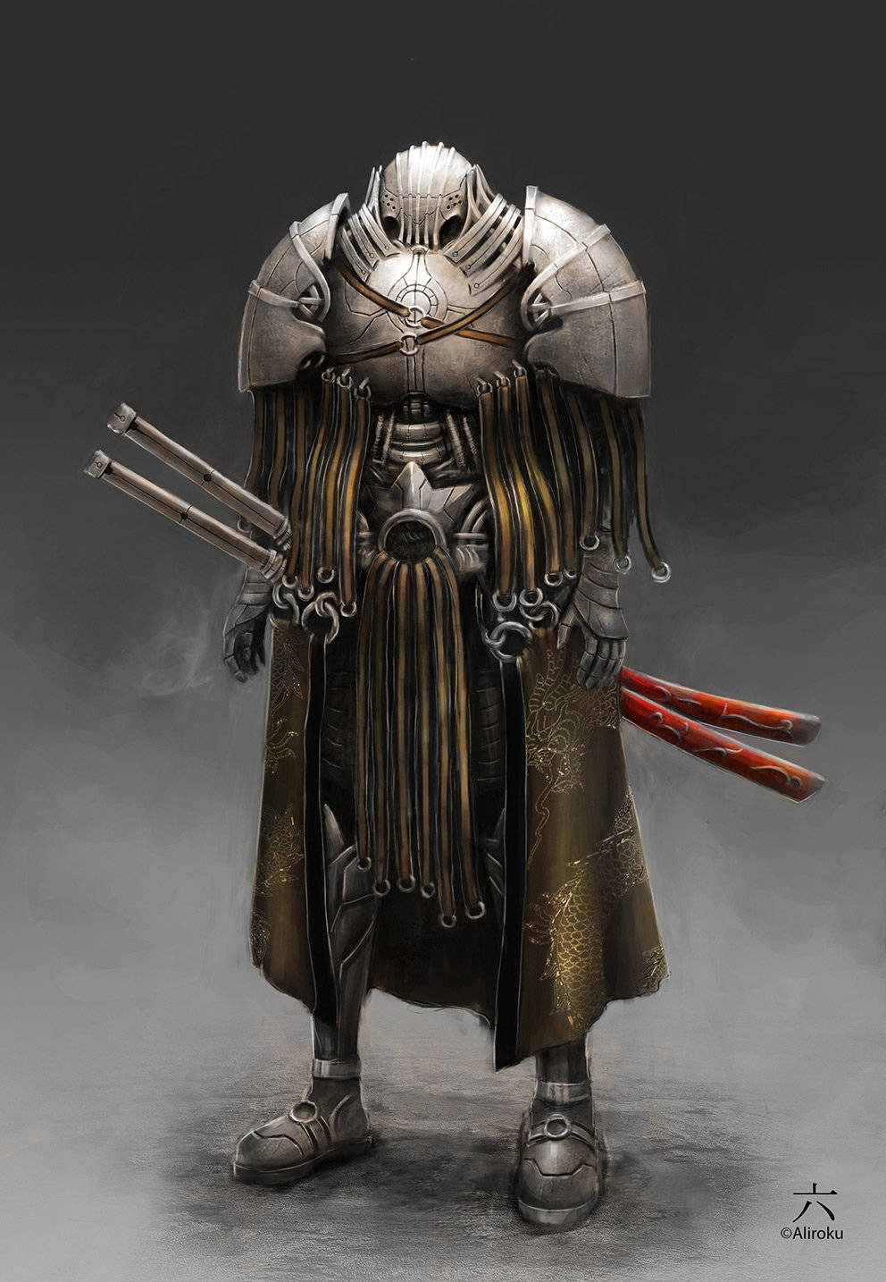 Unpotente Samurai È Raffigurato In Questa Arte Guerriera. Sfondo