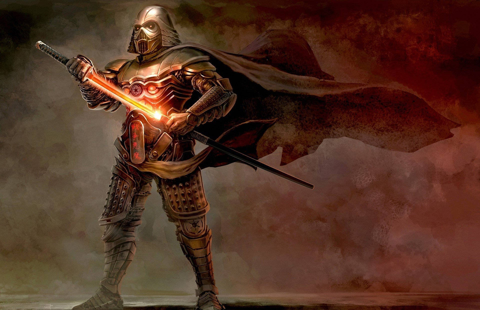 En ridder i rustning, der holder et sværd i hånden Wallpaper