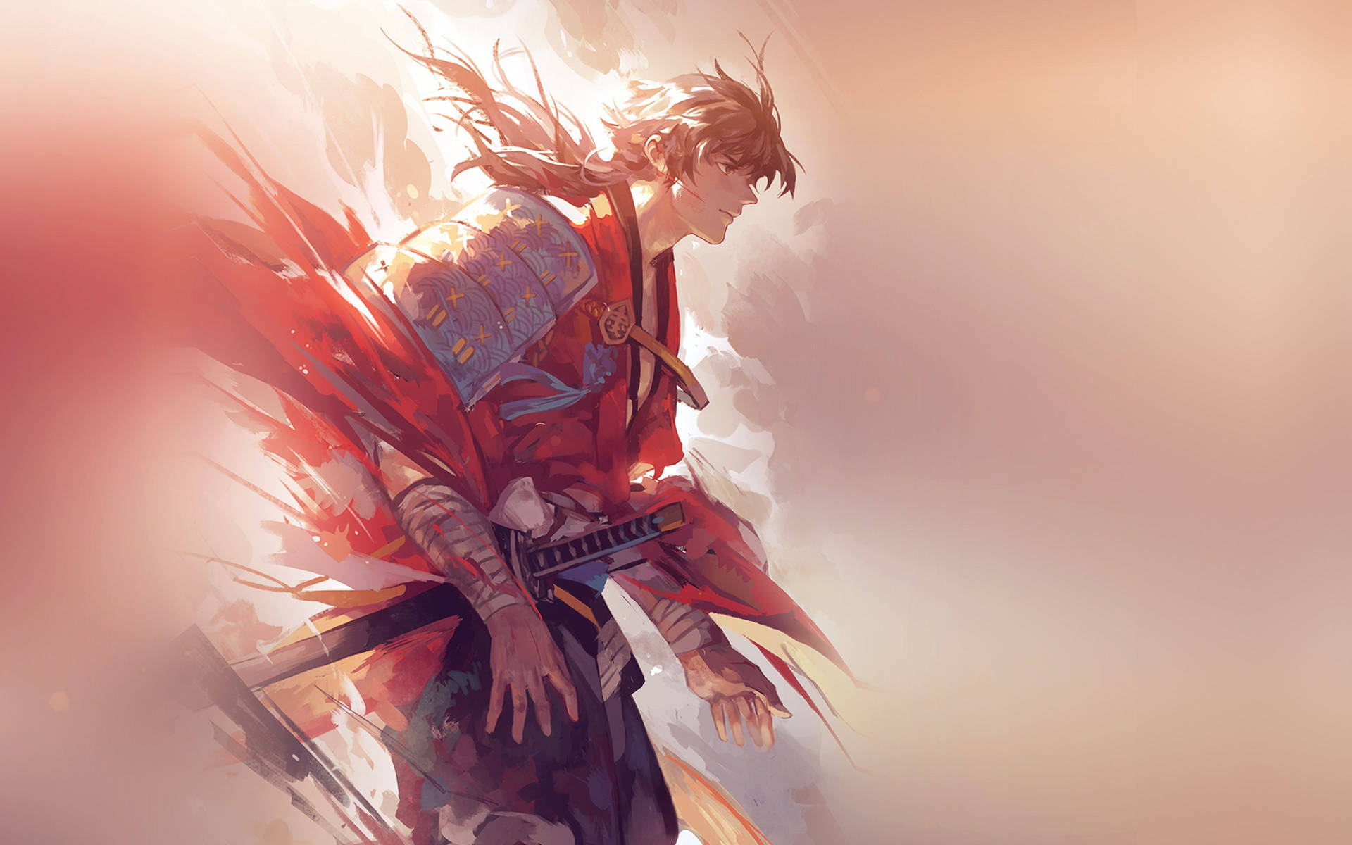En Samurai Warrior Forsvarer sin Ære Wallpaper