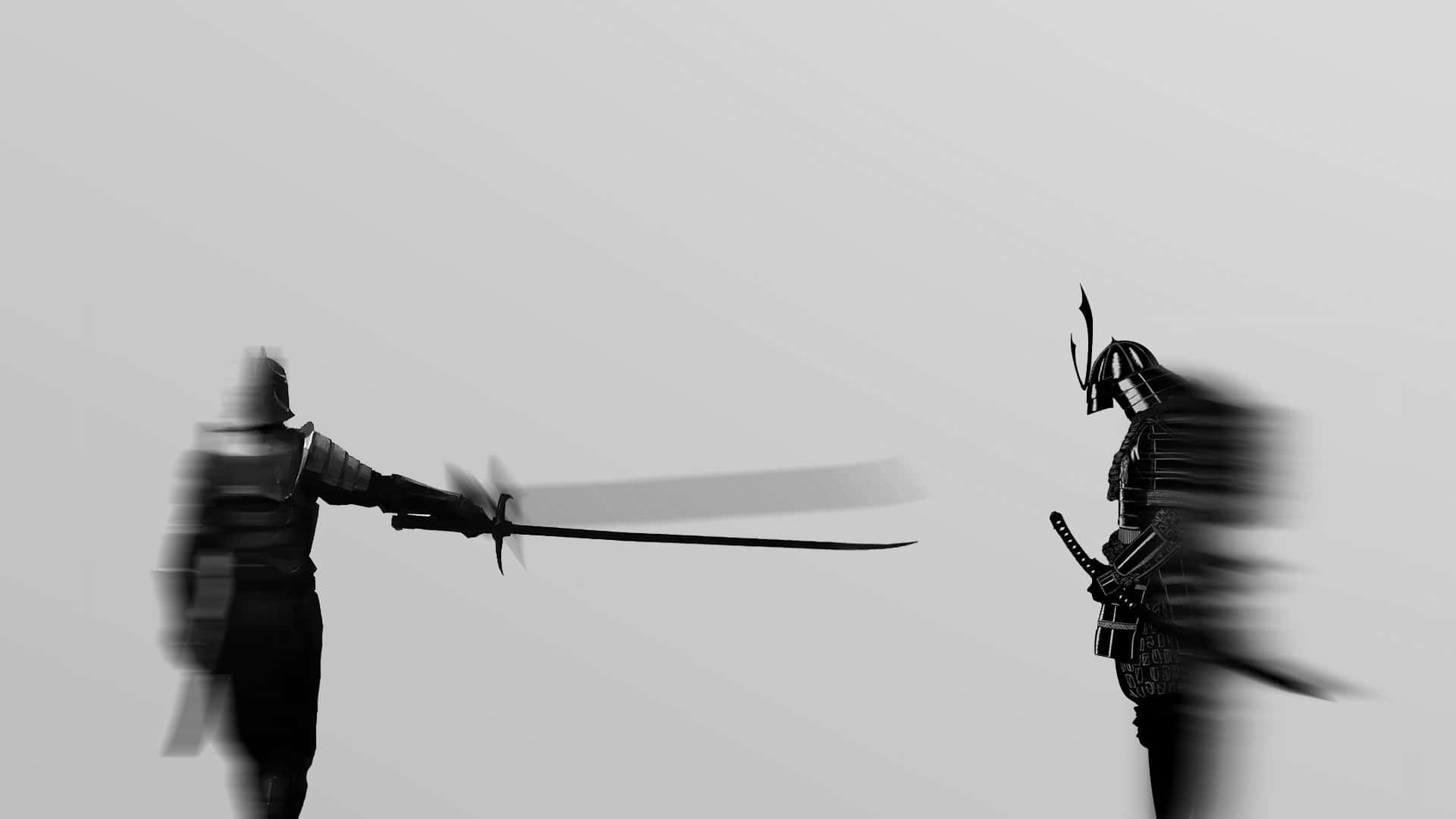 Zweimänner Mit Schwertern Im Hintergrund