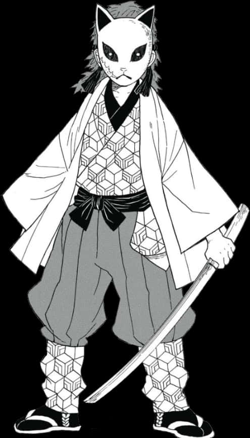 Samurai Cat Manga Character PNG