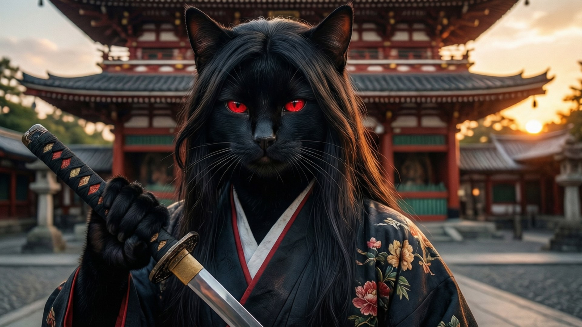 Samurai Catboy Wallpaper