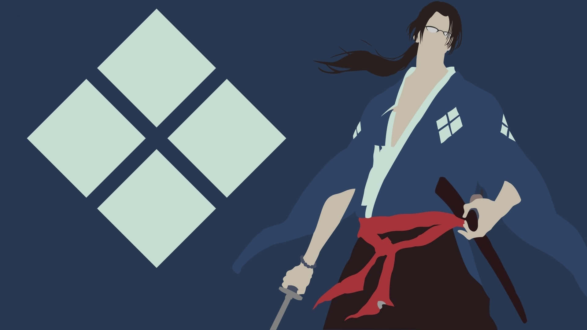 Samurai Champloo Personage Met Zwaard Achtergrond