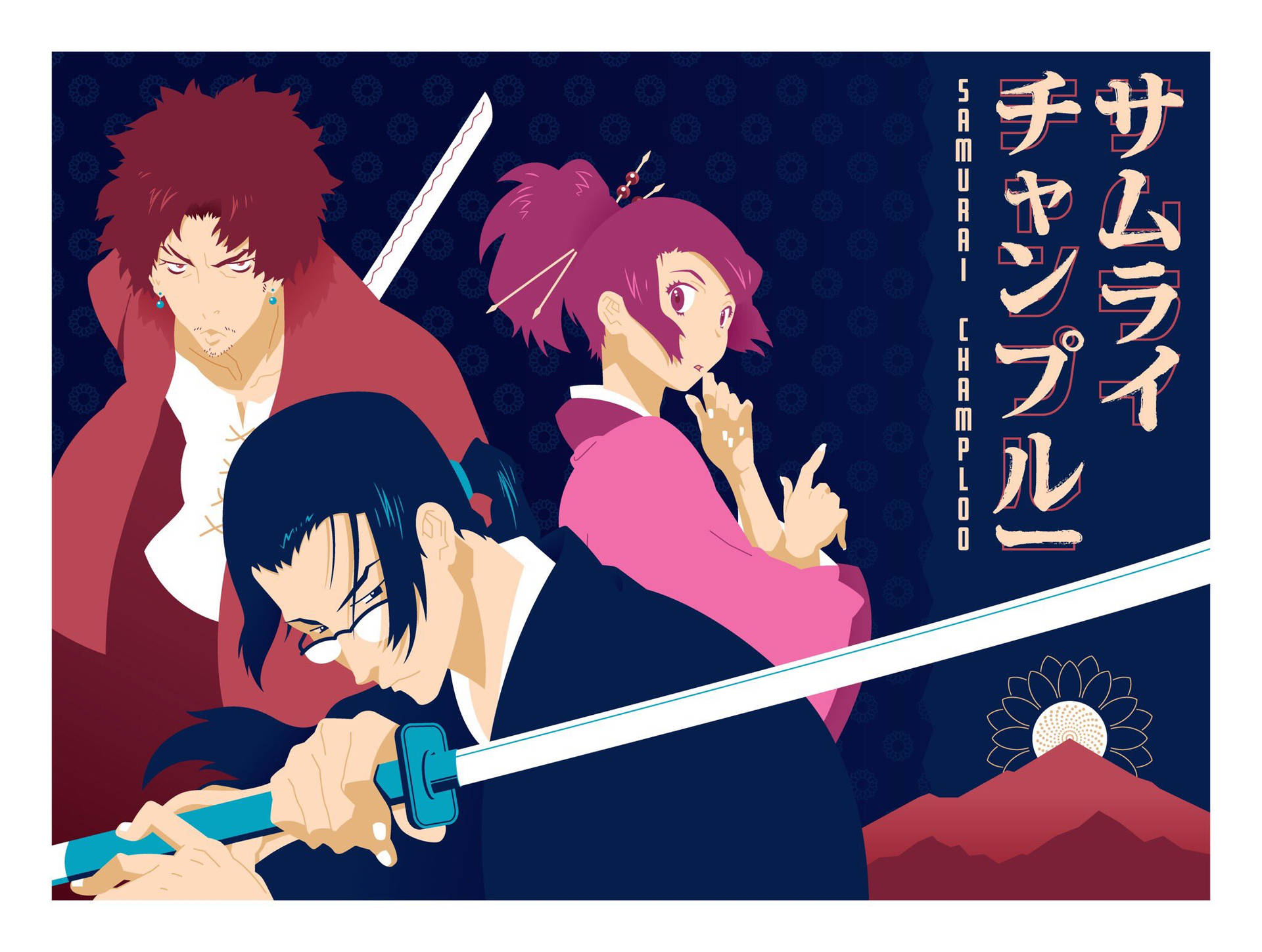 Fuu, Jin and Mugen, the Unstoppable Modern Heroes of Samurai Champloo Wallpaper