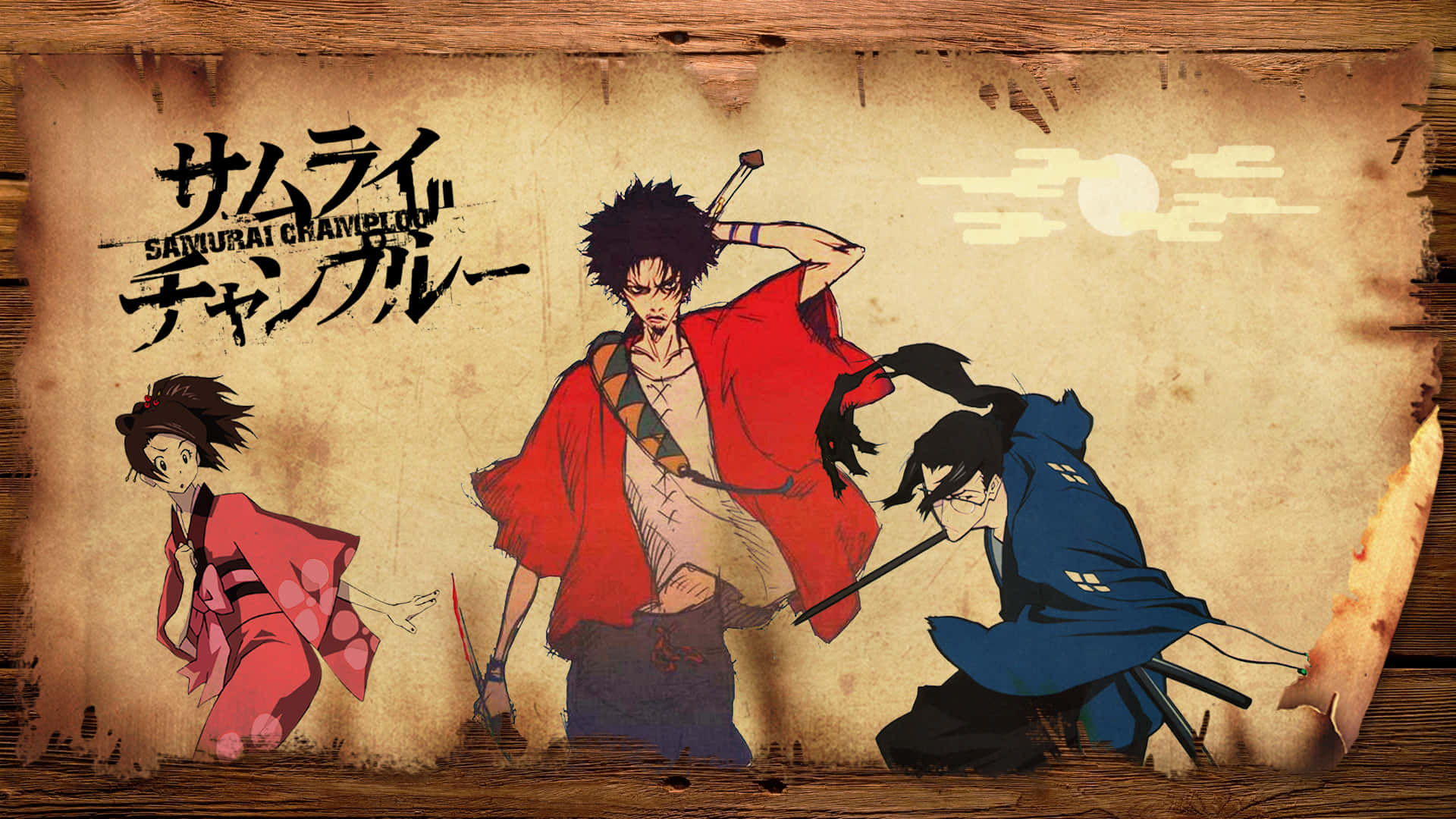 Samurai Champloo Trio On An Old Paper Picture
