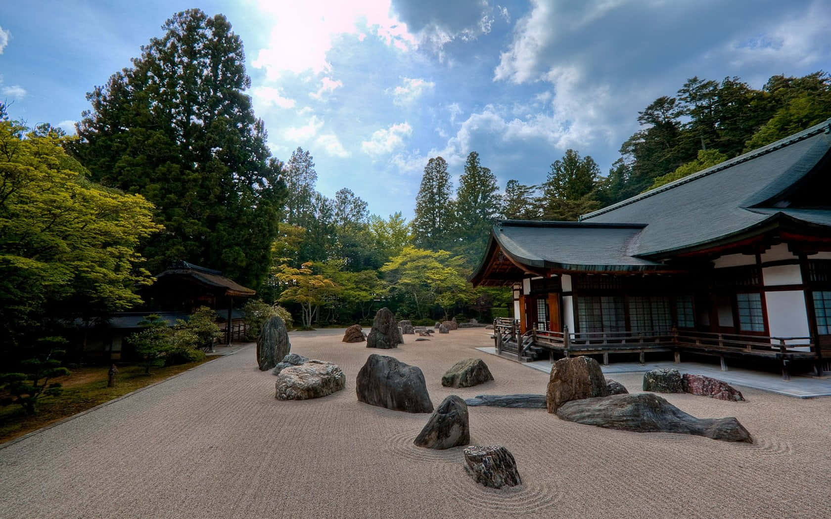 Caption: Serene Samurai Garden Wallpaper