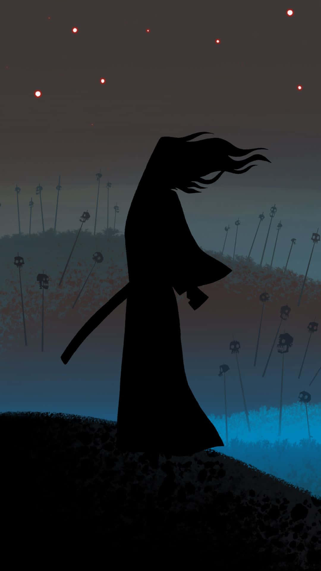 Samurai Jack standing in a vibrant forest landscape