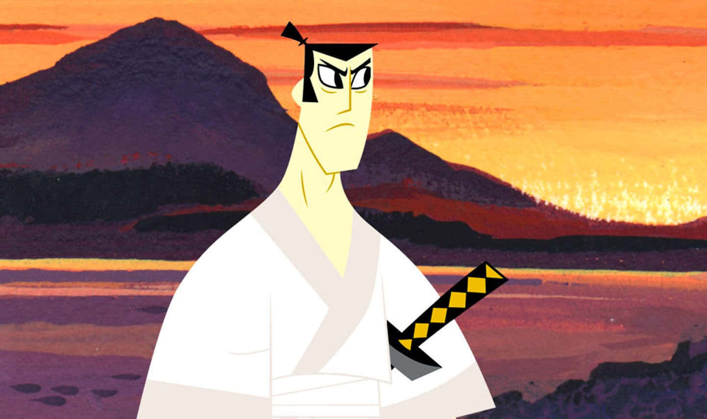 Samurai Jack in an epic battle scene with futuristic warriors