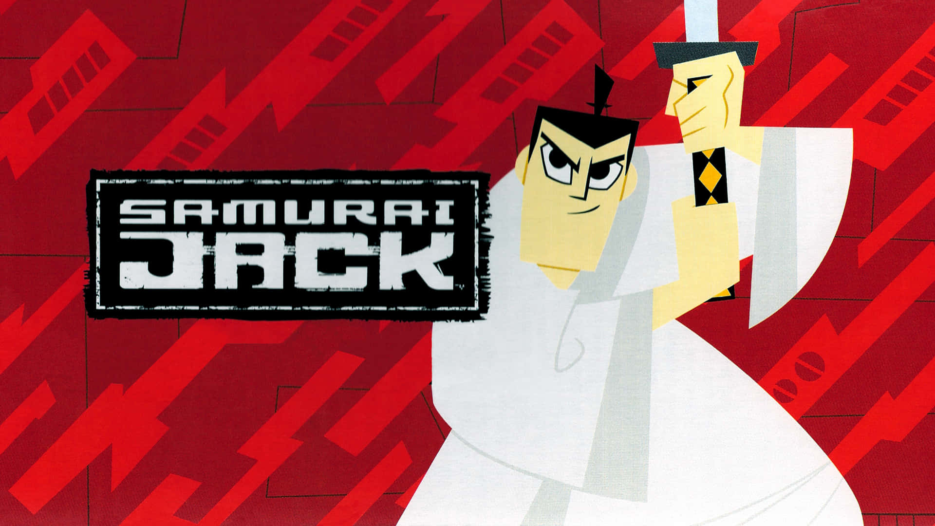 Samuraijack Brandendo La Spada In Azione Su Uno Sfondo Rosso