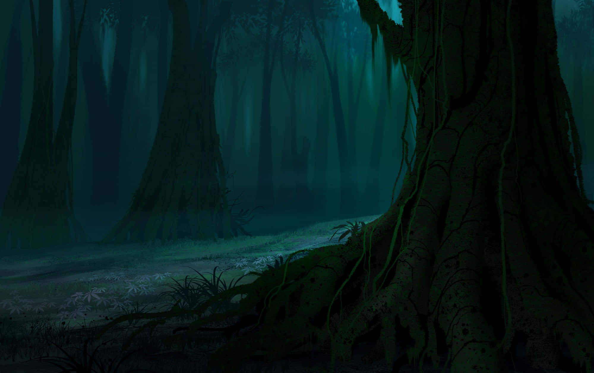 Samurai Jack standing tall in a mysterious forest