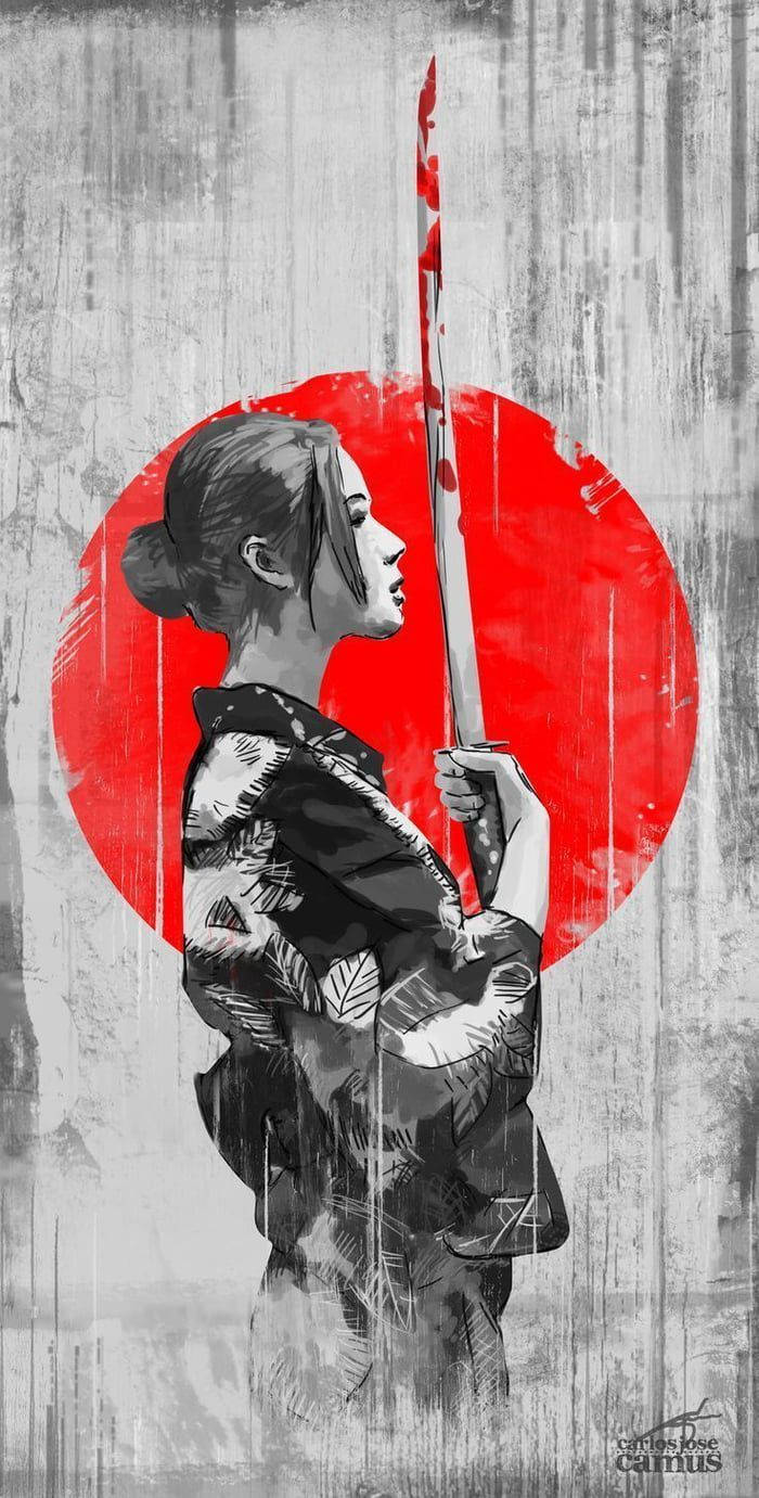 Samurai Japonês Yukata Papel de Parede