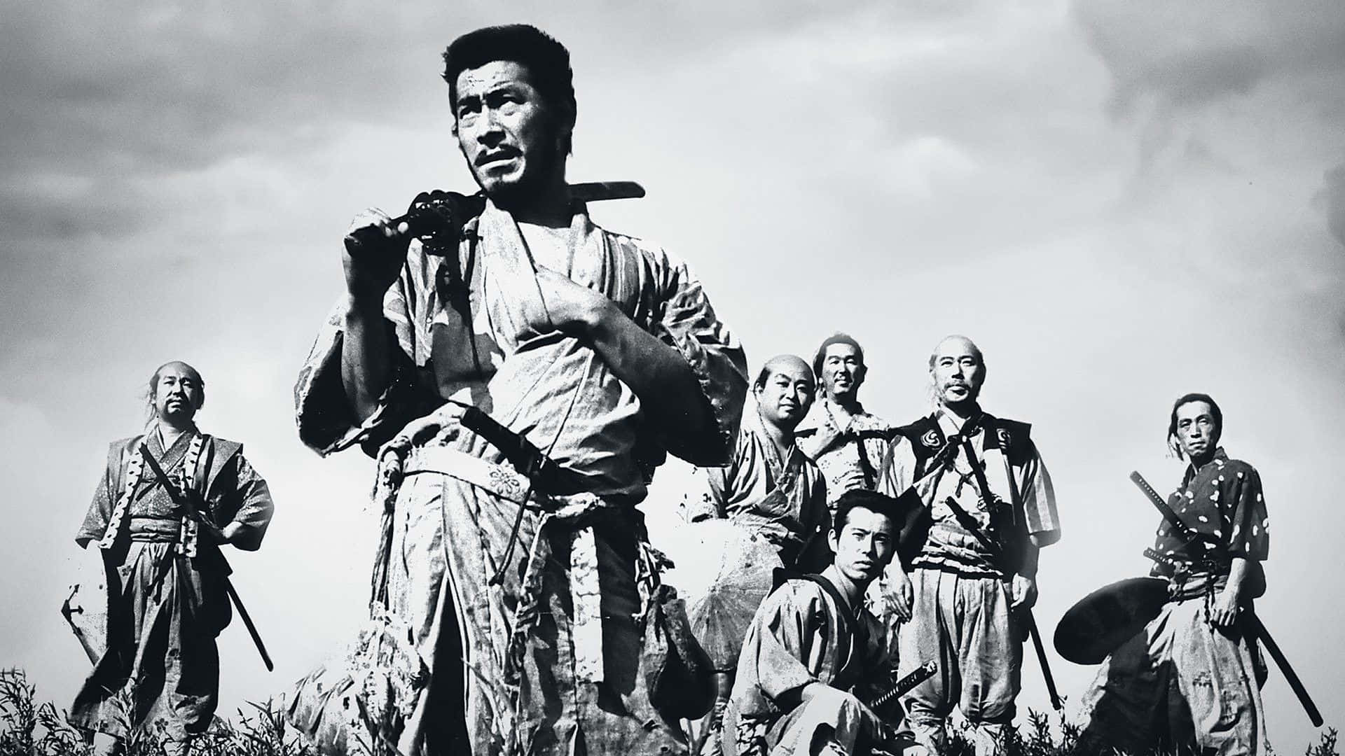 Intense Warrior Stare Down in a Samurai Movie Wallpaper