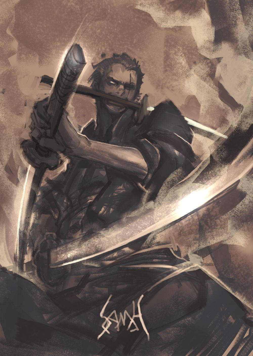 Zoro, the fierce and feared swordsman from the hit series One Piece Wallpaper