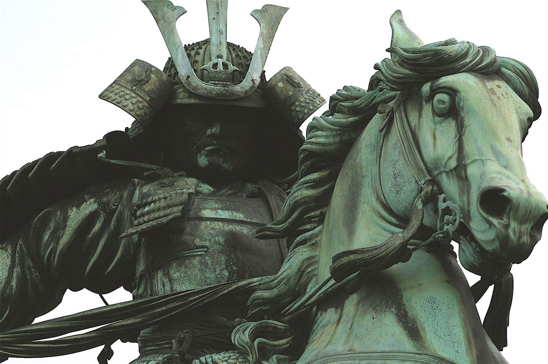 Samurai Warrioron Horseback Statue Wallpaper
