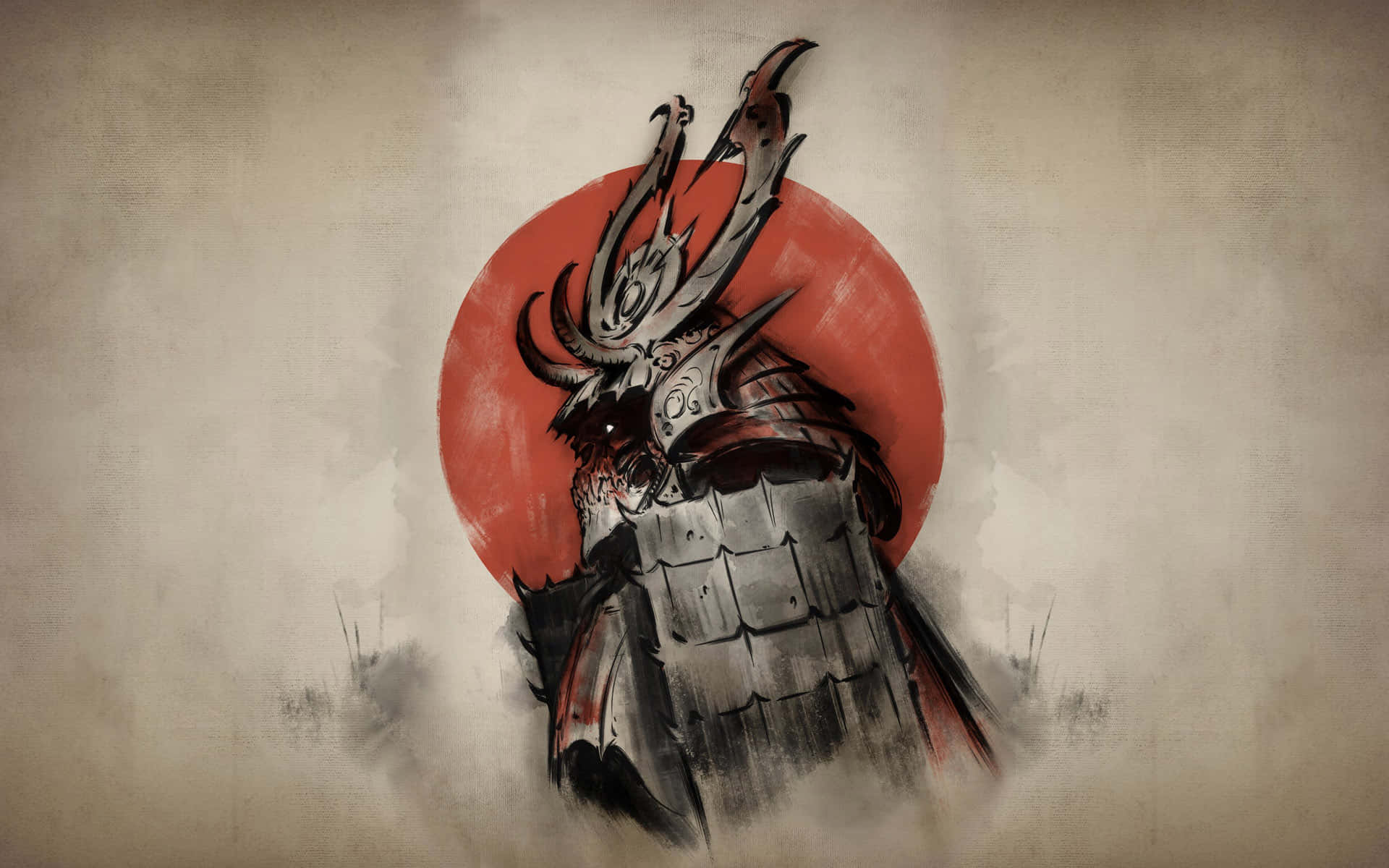 Enfrygtløs Samurai Står Vågen På En Måneskinnet Strand, Klar Til At Forsvare Ægte Ære Og Retfærdighed.
