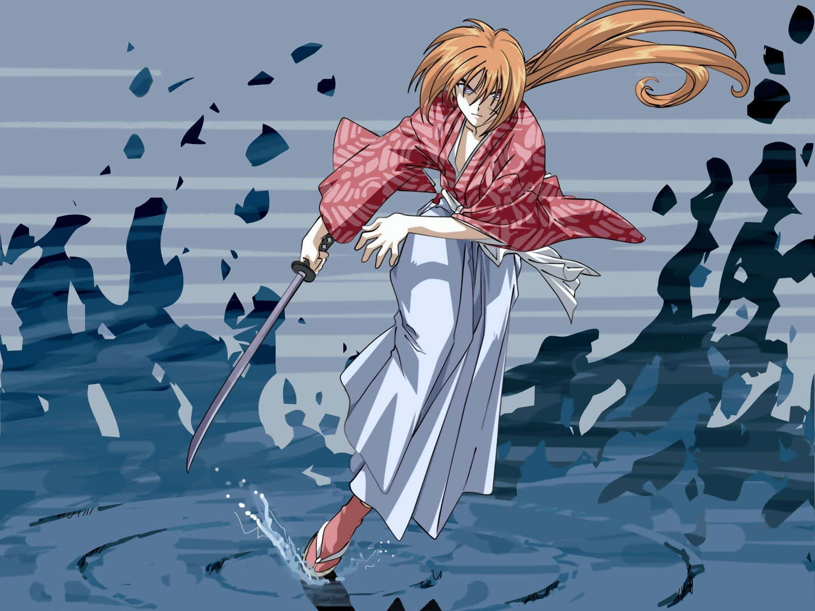 Samurai X's Protagonist Kenshin Himura In Battle Pose Wallpaper