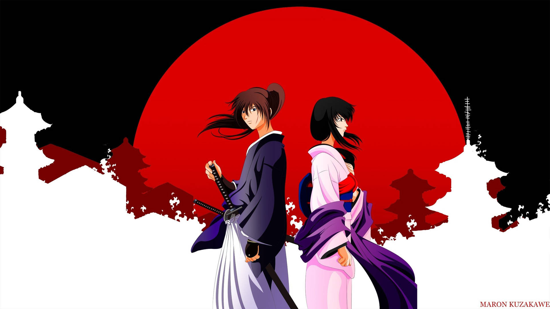 Samurai X Tomoe And Kenshin Wallpaper