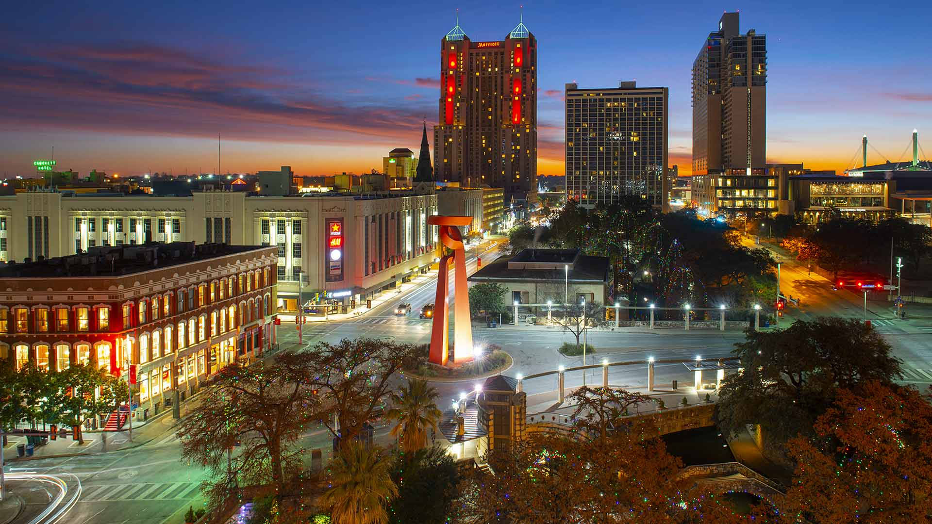 Glittering Downtown San Antonio at Night Wallpaper