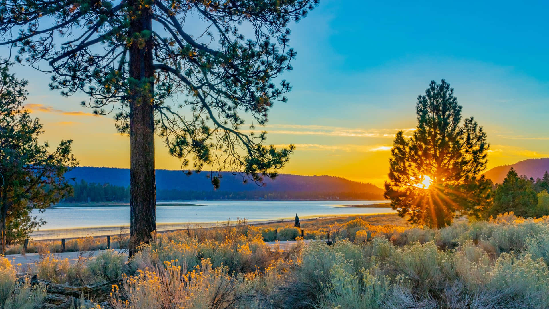 San Bernardino Sunset Lake View Wallpaper
