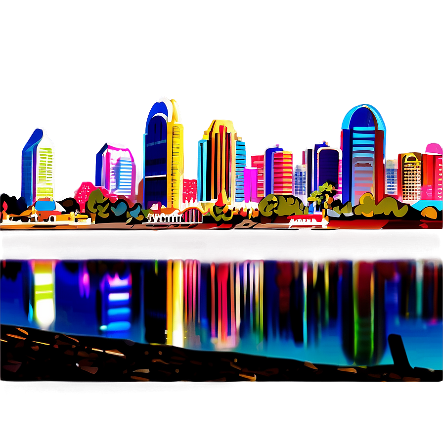 San Diego Cityscape Night Png Msl7 PNG