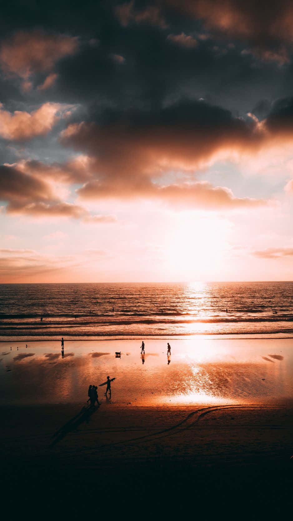 Beach With Sunset In San Diego Iphone Wallpaper