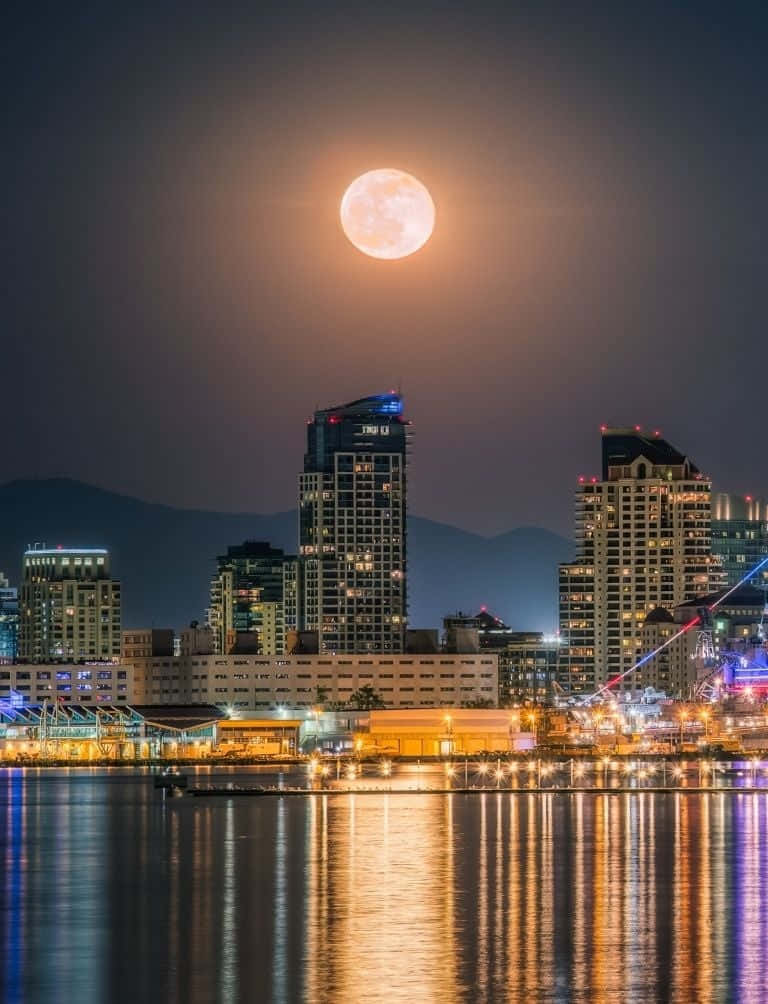 Full-Moon In San Diego Iphone Wallpaper