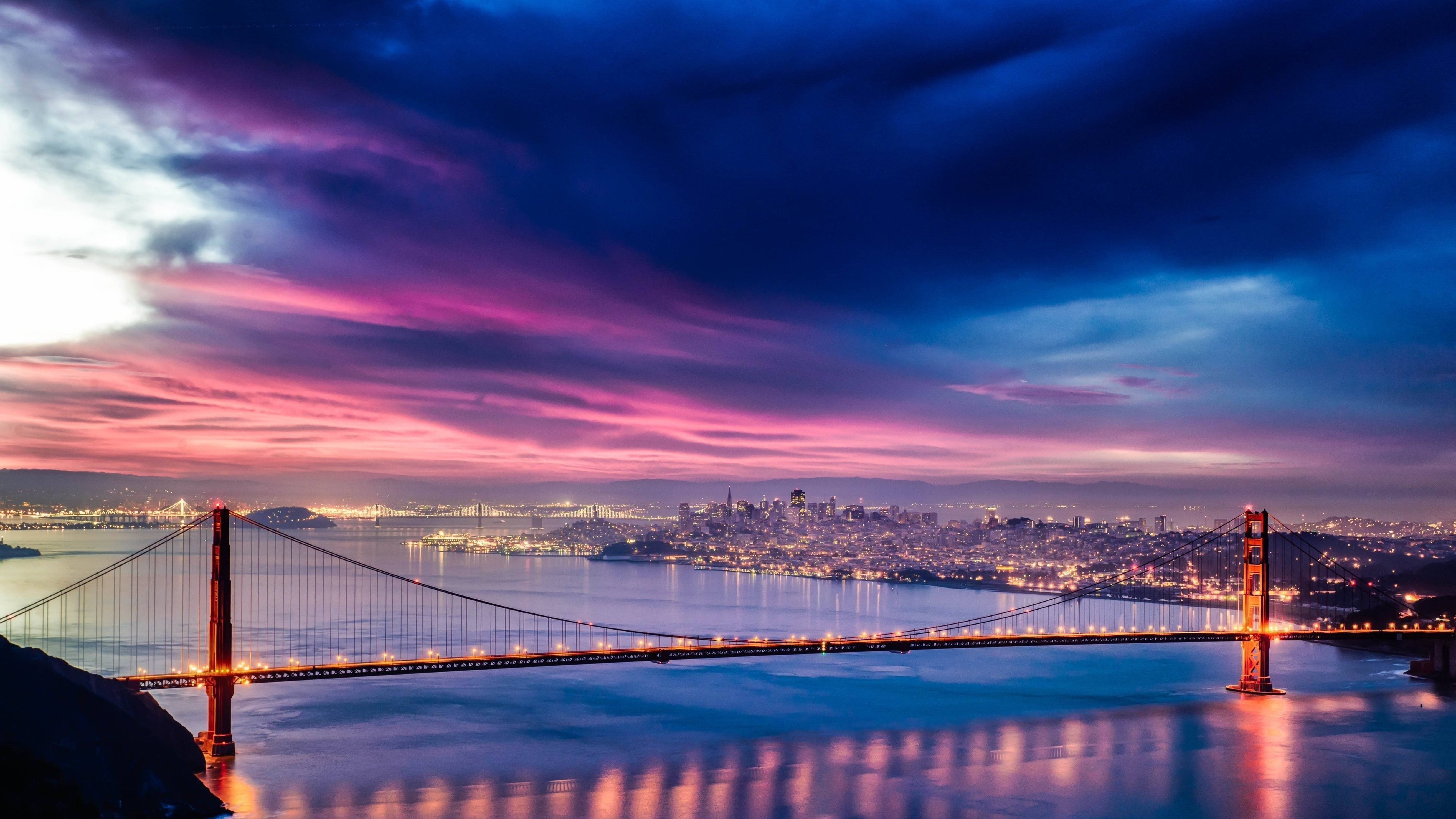 San Francisco 4K Pink And Blue Sky Wallpaper