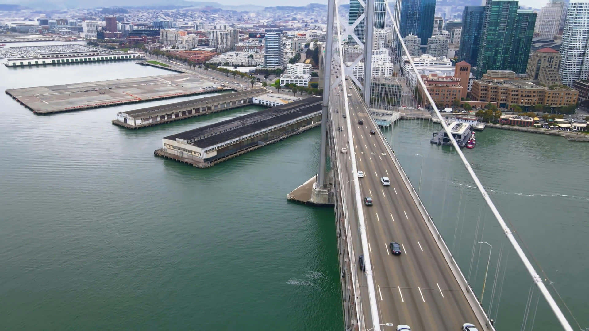San Francisco Bay Bridge Aerial View Wallpaper