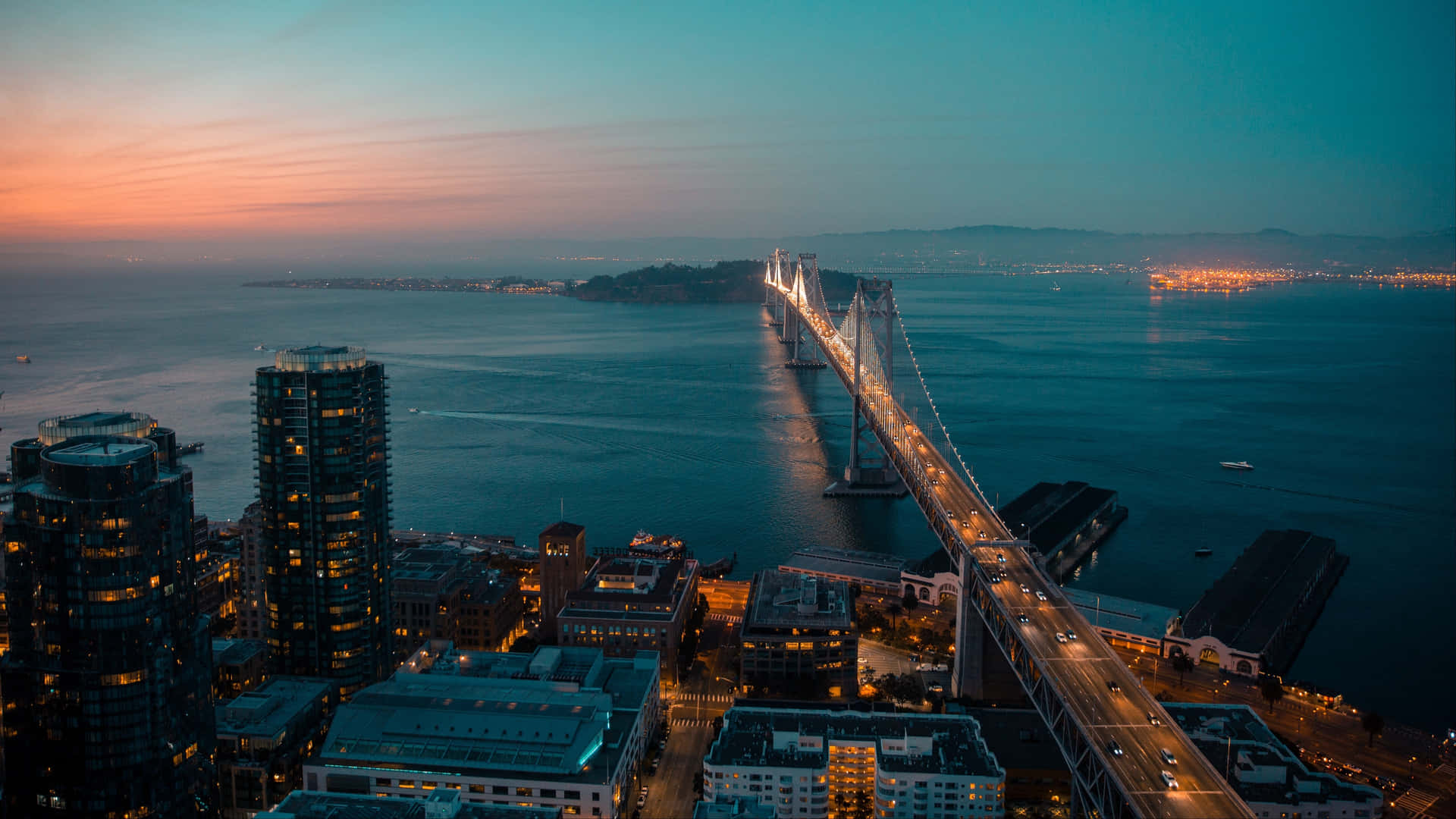 San Francisco Bay Bridge Twilight4 K Wallpaper