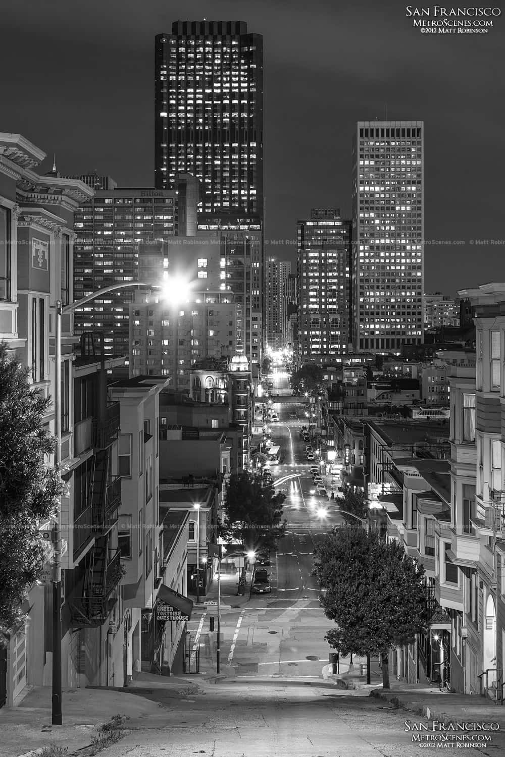 Image  San Francisco Cityscape from Twin Peaks in Black and White Wallpaper
