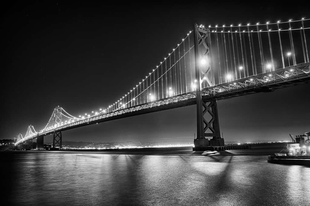 The breathtaking city skyline of San Francisco in Black and White Wallpaper