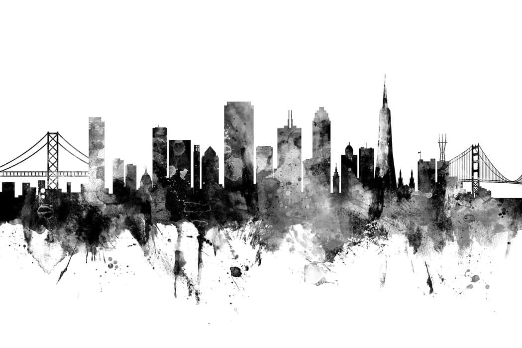 "Iconic San Francisco skyline in black and white" Wallpaper
