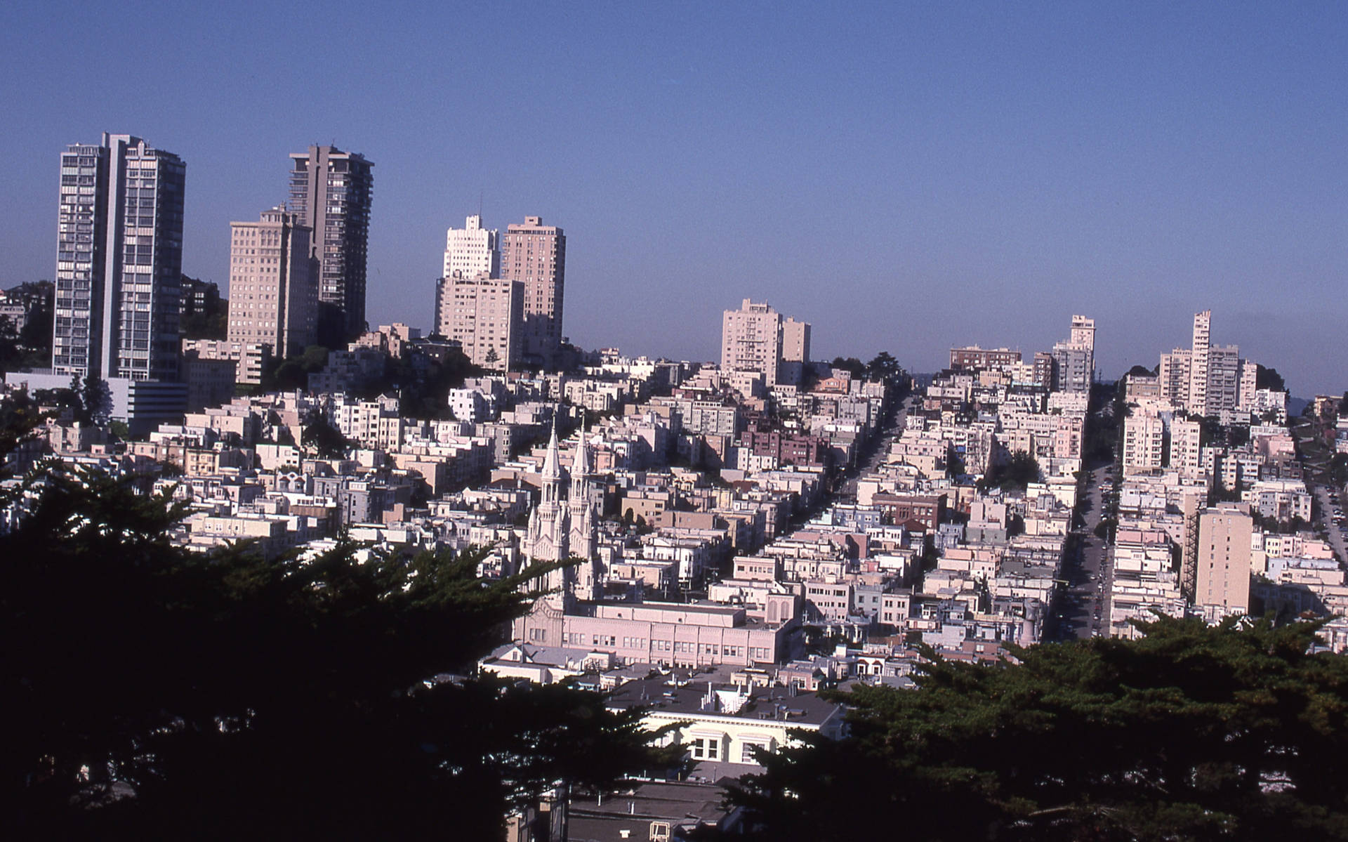 Enjoy the stunning view from atop Coit Tower in San Francisco Wallpaper
