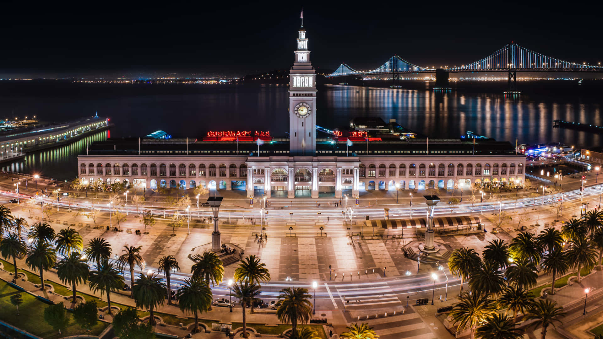 San Francisco Ferry Building Night View4 K Wallpaper