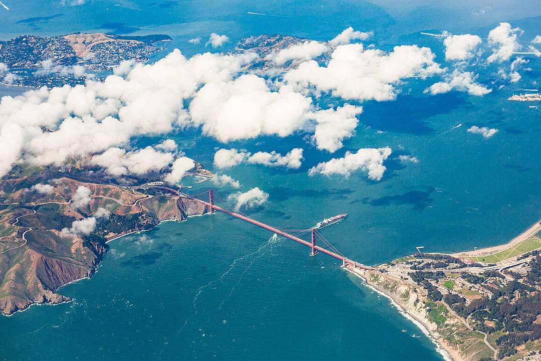 SanFrancisco Golden Gate Bridge Luftbild Foto.