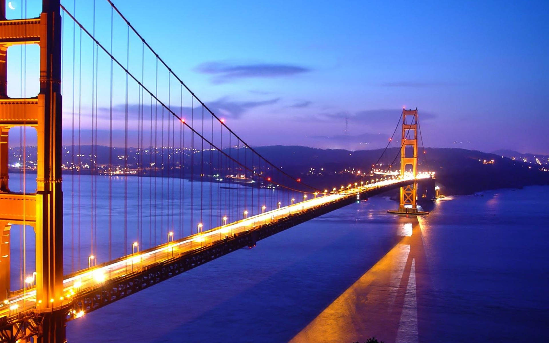 San Francisco Golden Gate Bridge Against Purple Sky Wallpaper