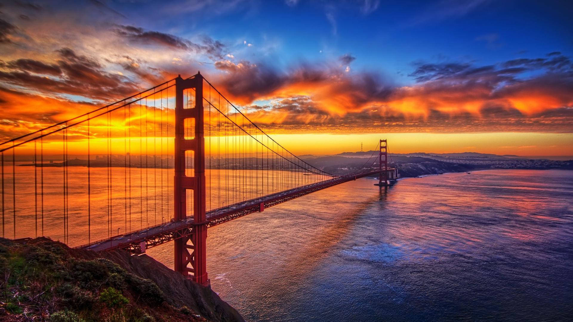 San Francisco Golden Gate Bridge During Sunset Picture