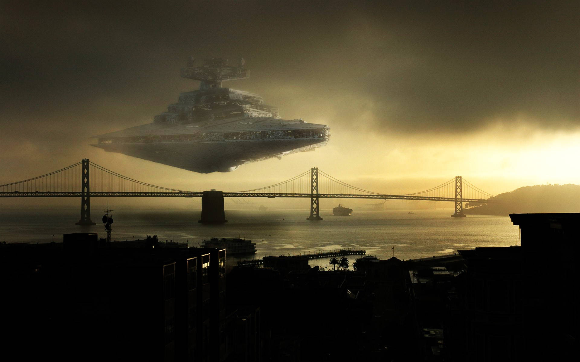 Den Bay Bridge i San Francisco ses i baggrunden. Wallpaper