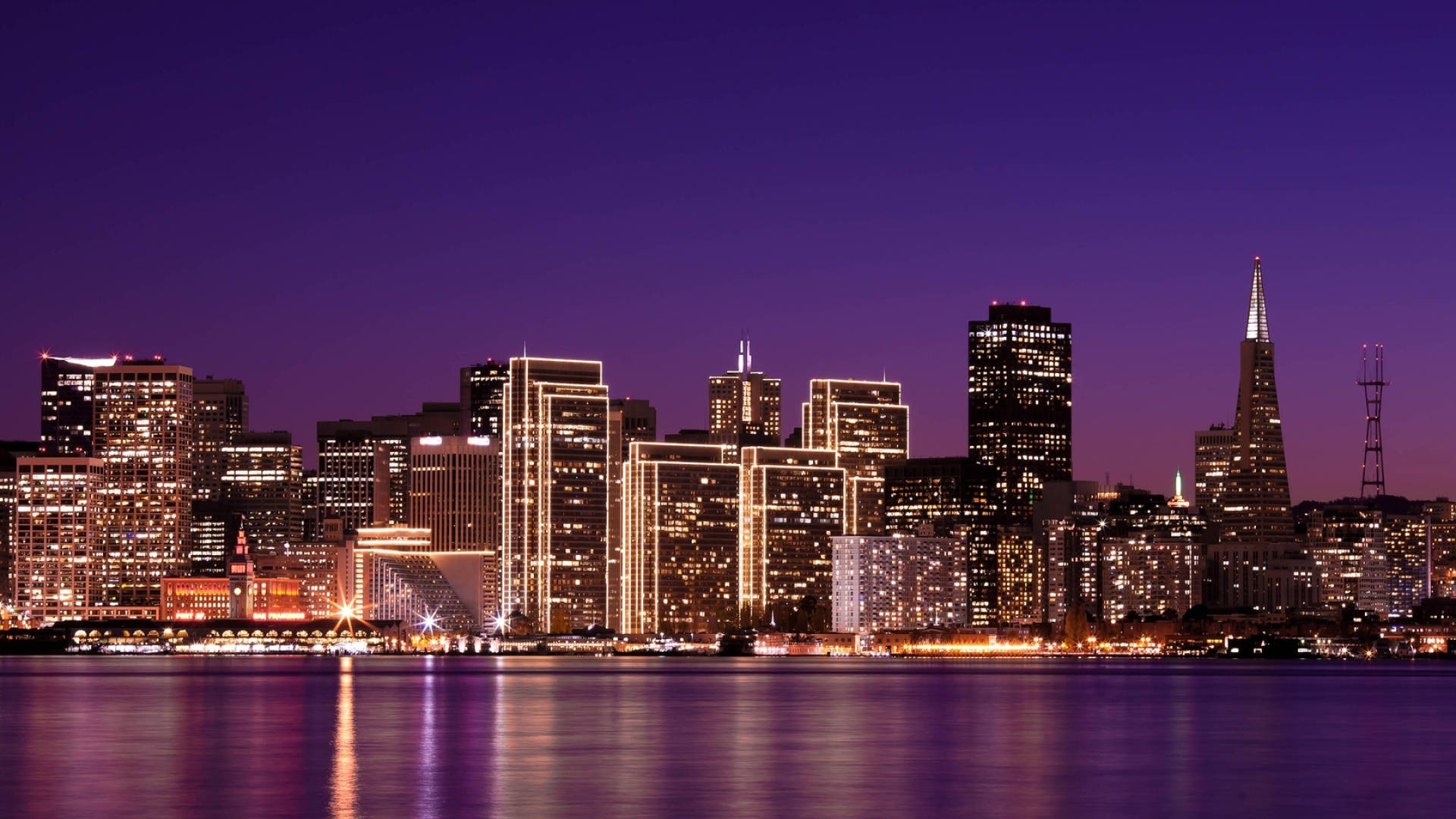 San Francisco City Buildings Nightscape Hd Wallpaper