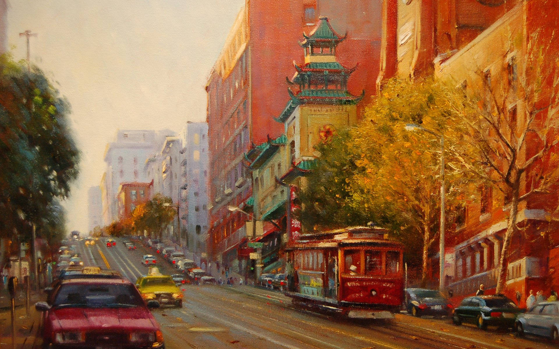 San Francisco City Road Painting Hd Picture