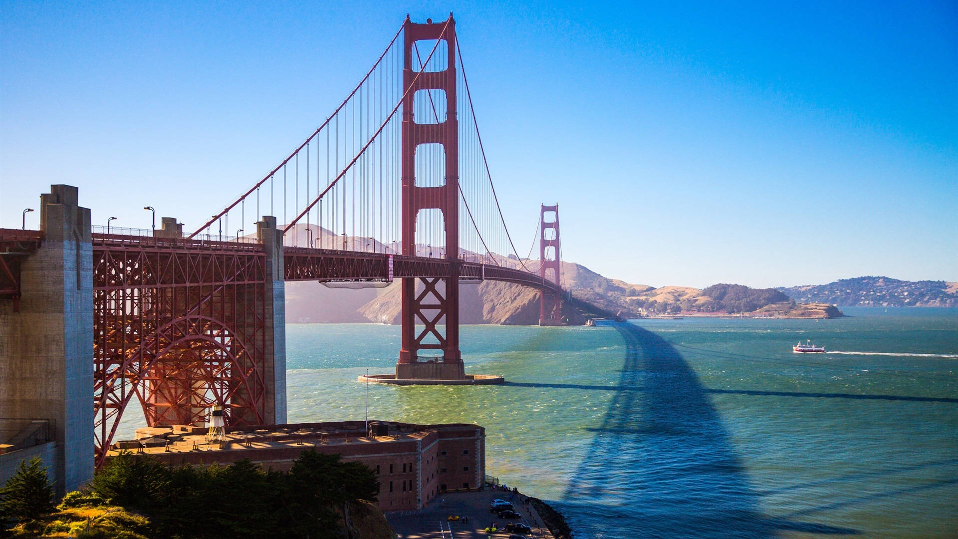 Et luftfoto af San Francisco Bay Area. Wallpaper