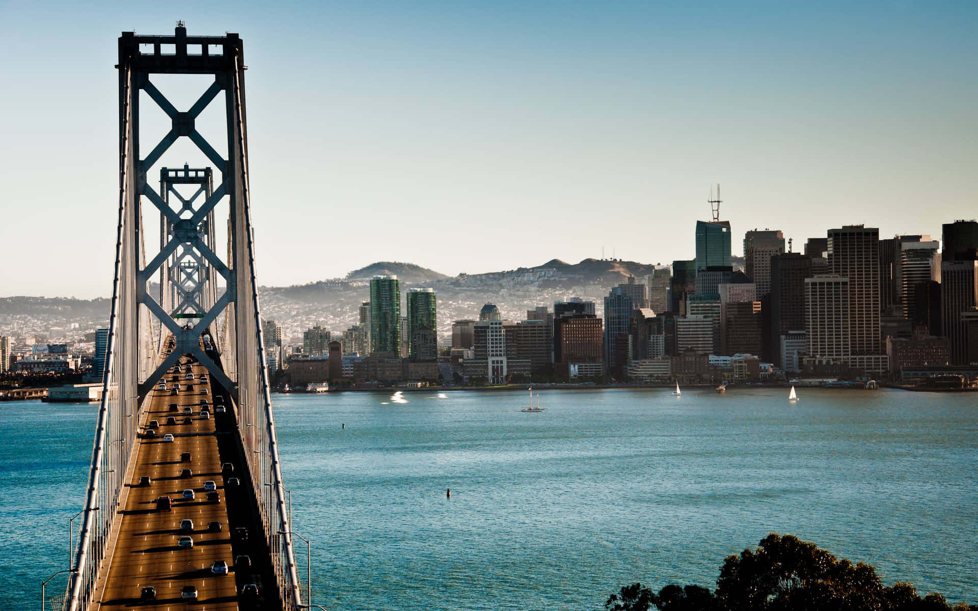 Lavorandoda Un Punto Panoramico Con Vista Su San Francisco, California. Sfondo