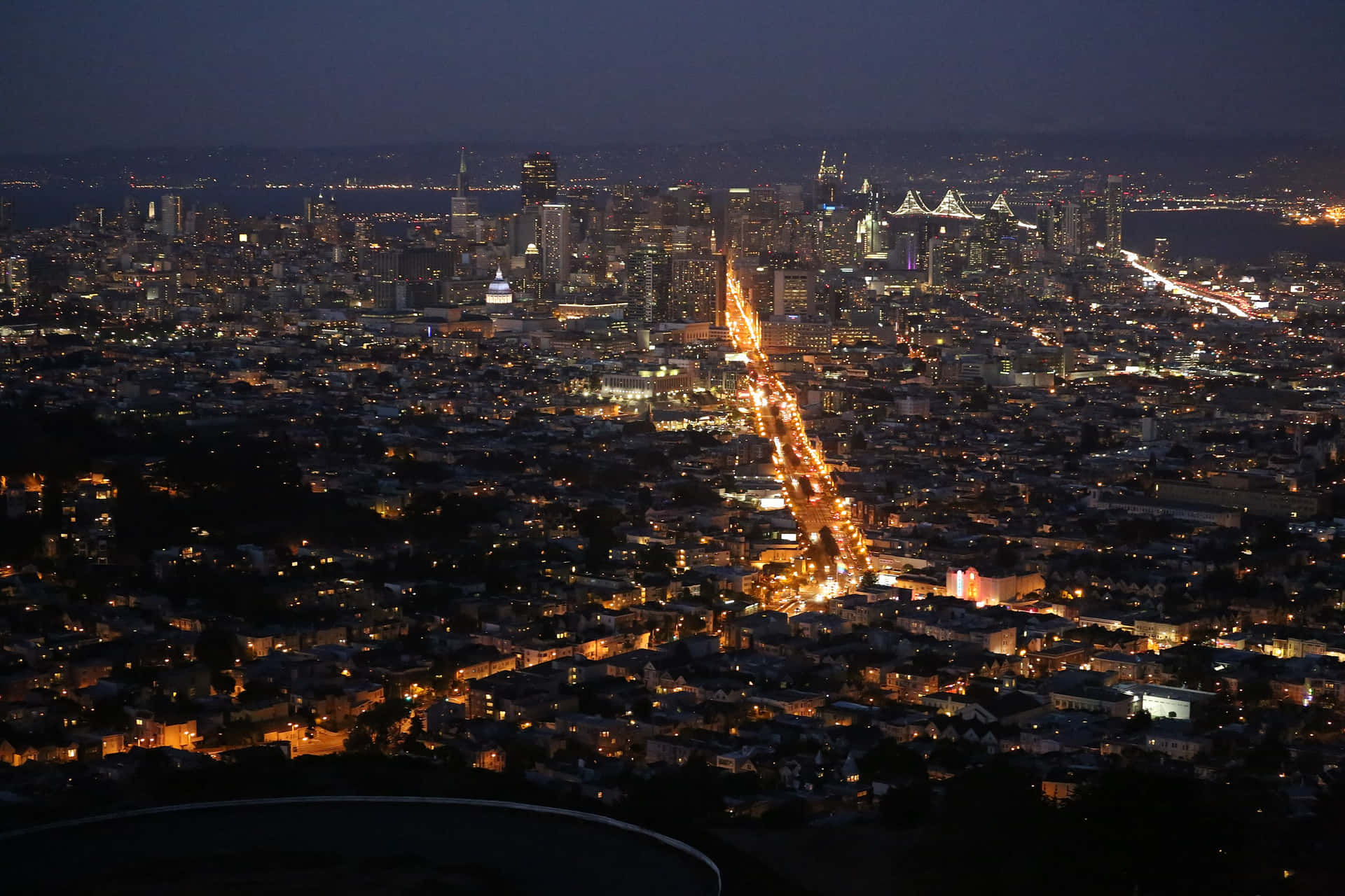 Download San Francisco Night Viewfrom Twin Peaks Wallpaper | Wallpapers.com