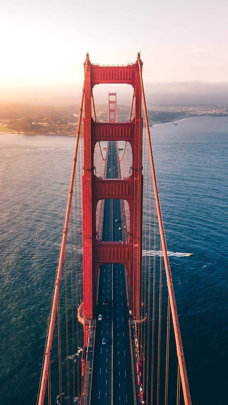 Sanfrancisco Telefon Luftskott Golden Gate Bridge. Wallpaper