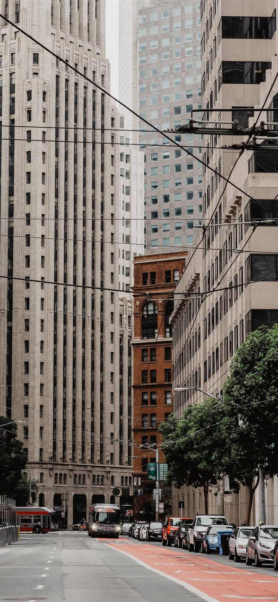 Wallpaper: Bygninger og ledninger af San Francisco-telefon tapet. Wallpaper