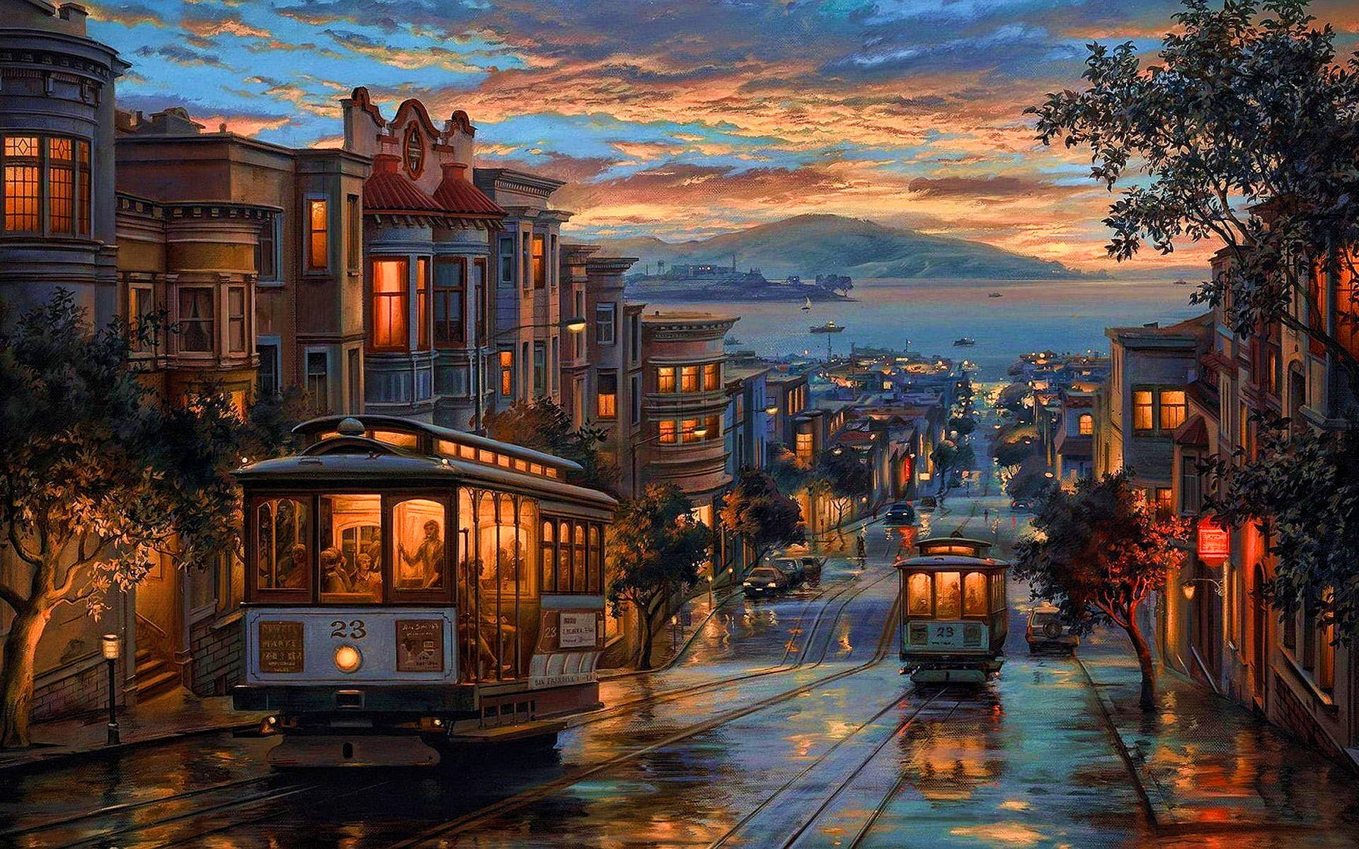 San Francisco Phone Carts Sunset Wallpaper