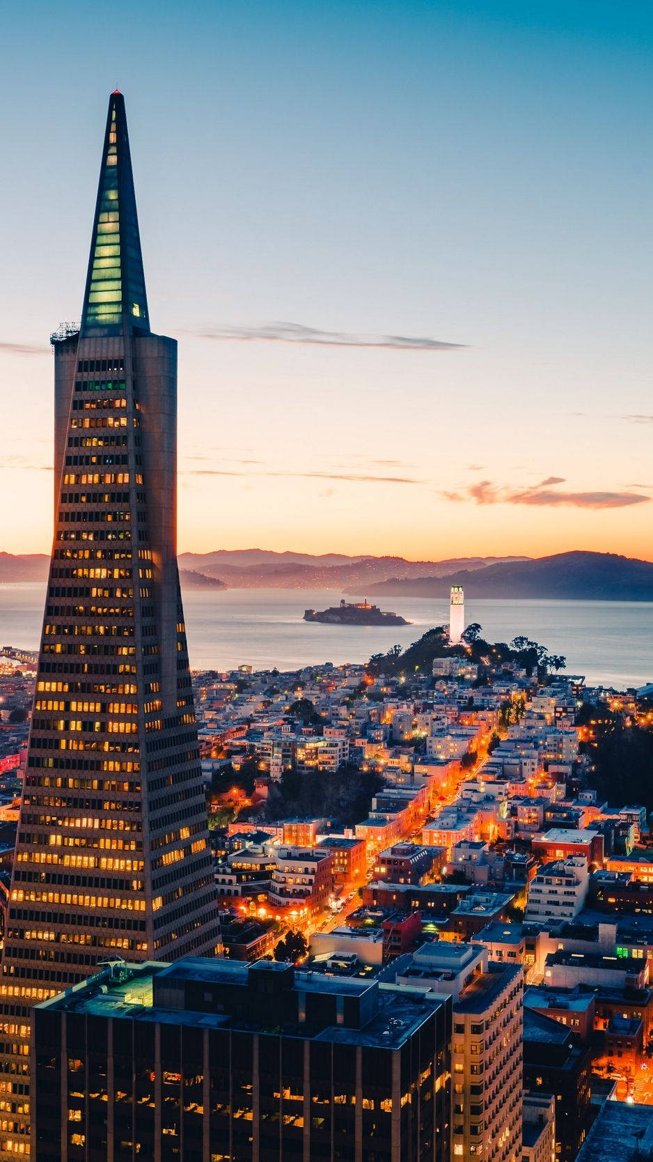 San Francisco Phone Transamerica Pyramid Lights Wallpaper
