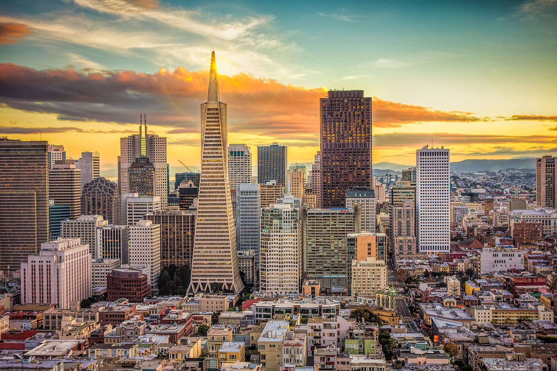 San Francisco Skyline With Skyscrapers Wallpaper