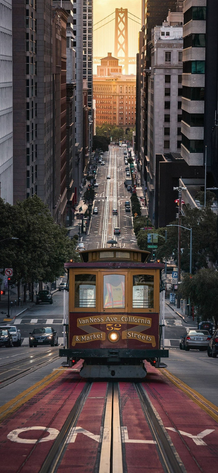 San Francisco Telefon Svævebane Solnedgang Wallpaper